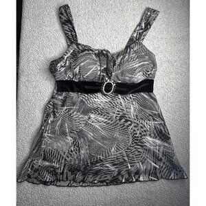 Byer California Top Womens M Black Silver Y2K Babydoll Empire Waist Party Tank